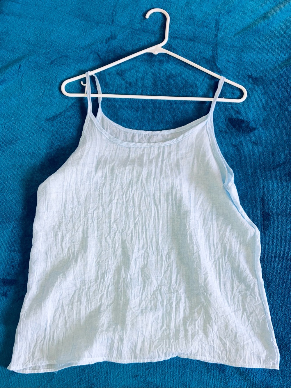 Light Blue Linen Blend Cami Tank Top